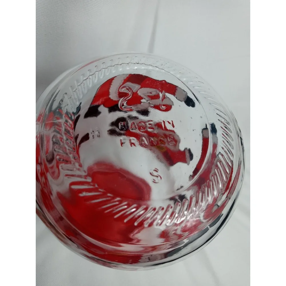 Santa Claus Christmas Cookie Jar Glass Canister Tumbling Santa 2L France Vintage
